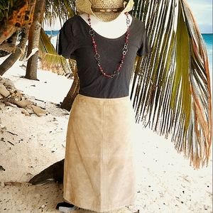 Nine & Co Vintage Skirt Tan real Suede sz 12